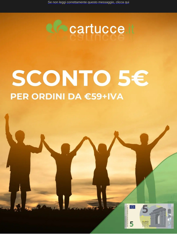 🎁 5€ di sconto su tutti gli ordini da €59+iva di materiale su cartucce.it