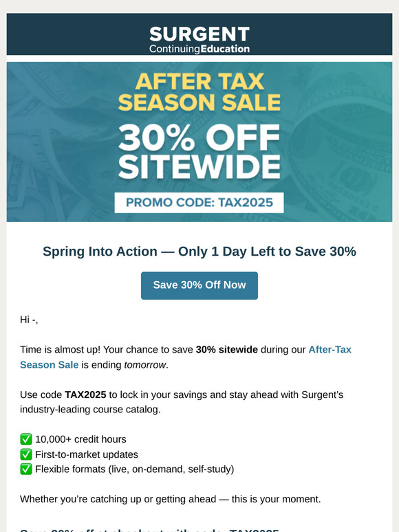 ⏰ Only 1 Day Left! Save 30% on CPE!