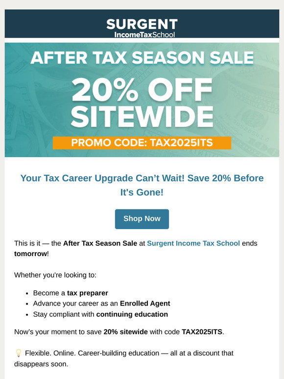 Don't Miss Out: 20% Off Tax Education – Sale Ends Tomorrow!