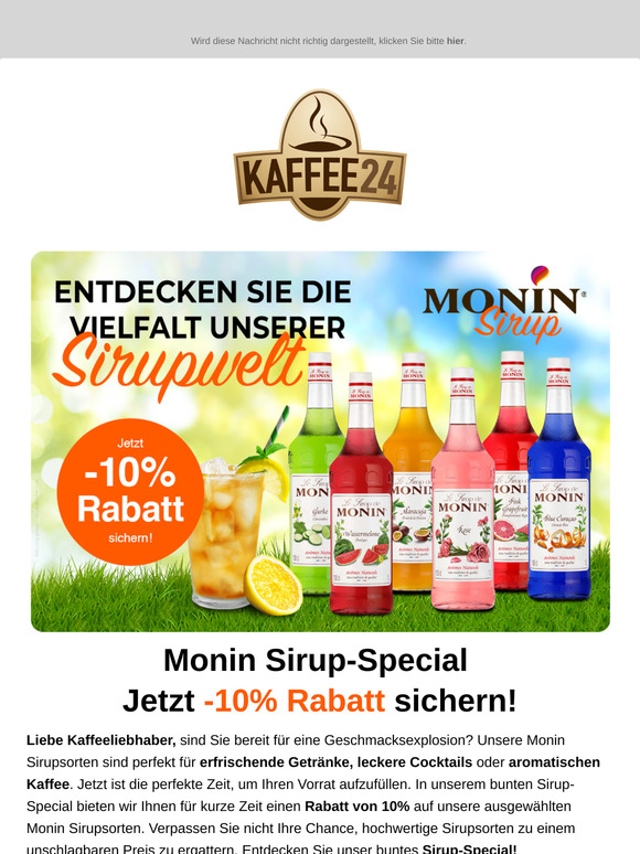 Monin Sirup-Special 🥤☕ Jetzt 10% Rabatt sichern!