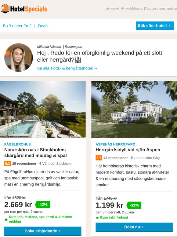 Slotts- och herrgårdsweekend - Spara upp till 54%✨