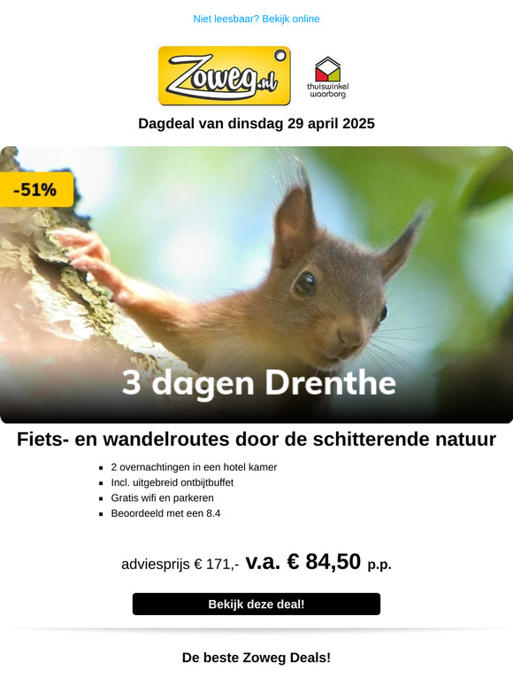 3 dagen Drenthe v.a. 84,50