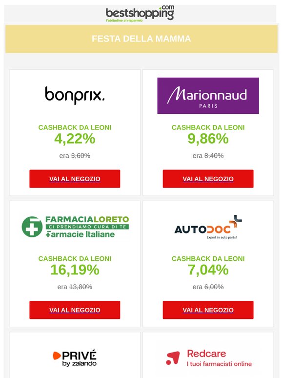 Il 6 e 7 Maggio celebra la Festa della Mamma con il massimo cashback possibile