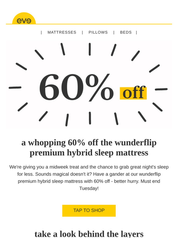 60% off your dream mattress ☁️
