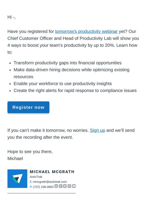 Tomorrow: 4 tips to boost productivity by 20%