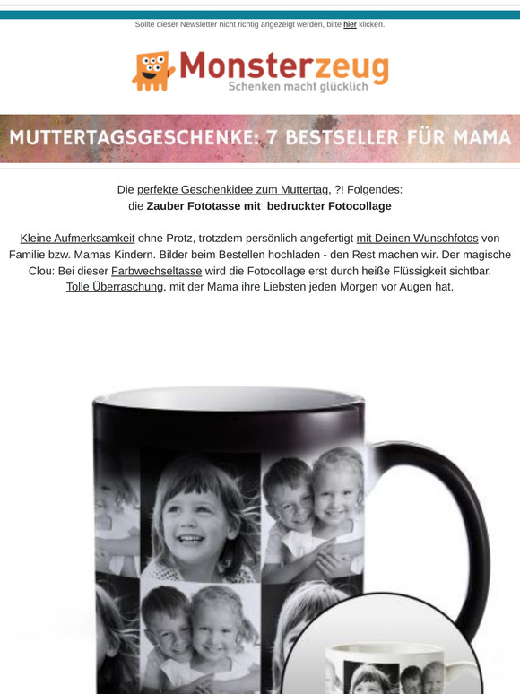 Magische Farbwechseltasse mit Deiner Fotocollage als Muttertagsgeschenk!!