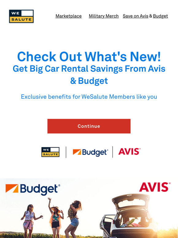 You’re eligible for big car rental savings from Budget & Avis with WeSalute 🇺🇸
