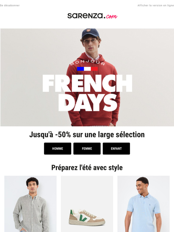 Jusqu’à -50% ☀️ FRENCH DAYS ! Top départ