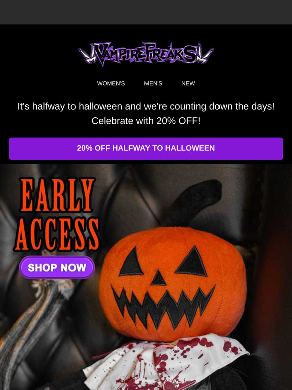 20% OFF for Halfway to Halloween!
