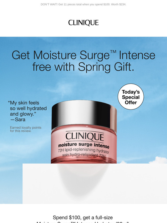 Today’s special offer 📣 INTENSE moisturizer PLUS Spring Gift.