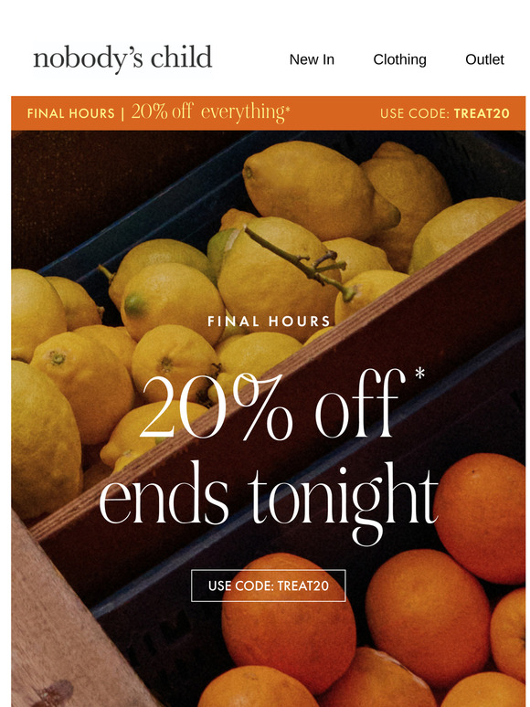 FINAL HOURS: 20% off everything ⏰