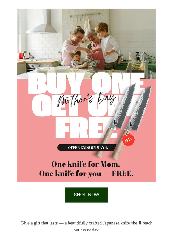 Get a Premium Japanese Knife, Get One FREE 🎁Celebrate Mom's Day Together!