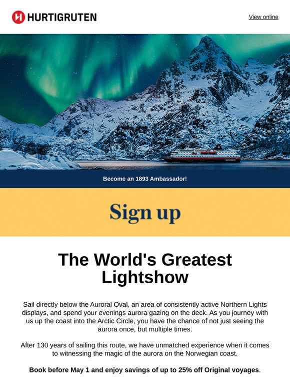 Book before May 1 and save on your Northern Lights voyage