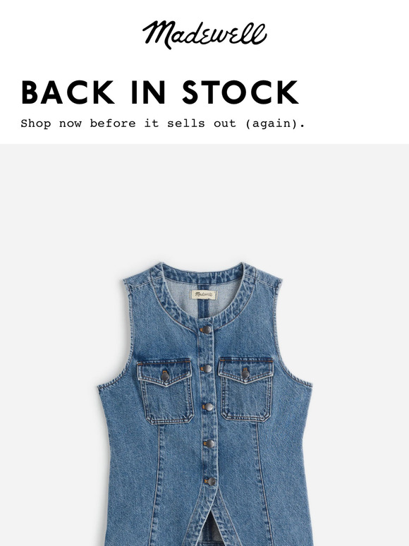 Back in stock: the  Denim High Crewneck Vest