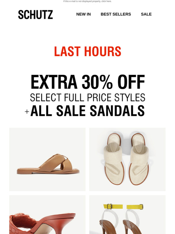 LAST HOURS: Extra 30% OFF Select Full Price Styles