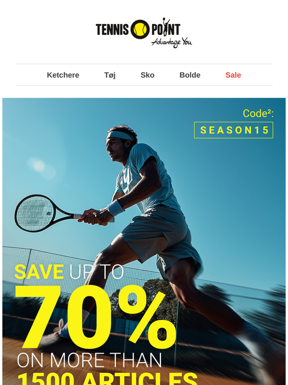 🎾Op til 70 % rabat til den nye sæson