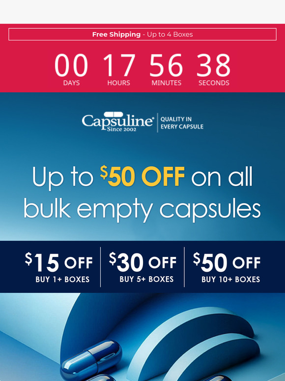 🏃‍♂️ Hurry! Bulk Savings Up to $50 End Today!