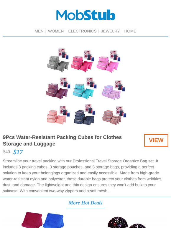 Restocked - 9 Packing Cubes for Clothes Storage & Luggage - $17