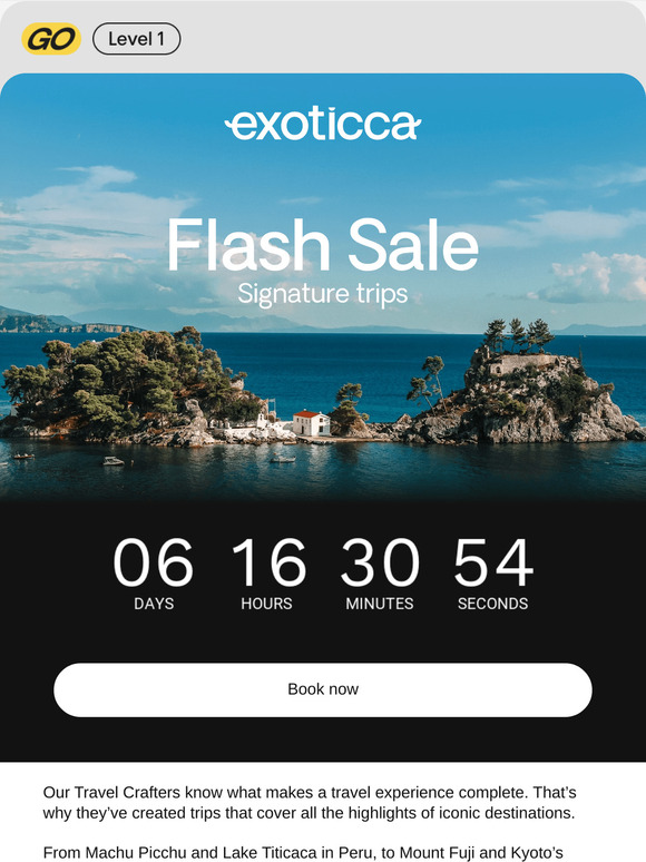Flash Sale: 60% off signature trips