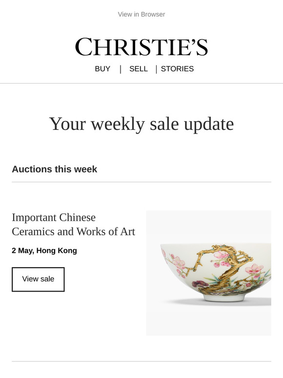 Upcoming auctions, recommended for you