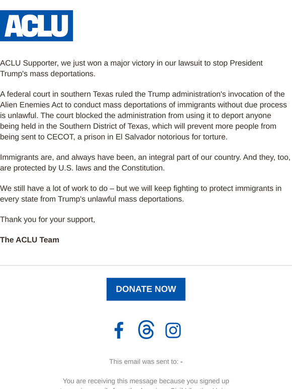 BREAKING: We just won a major victory