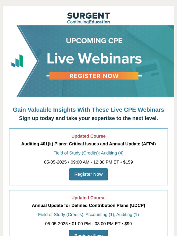 Reserve Your Spot: Live CPE Webinars You Need to See