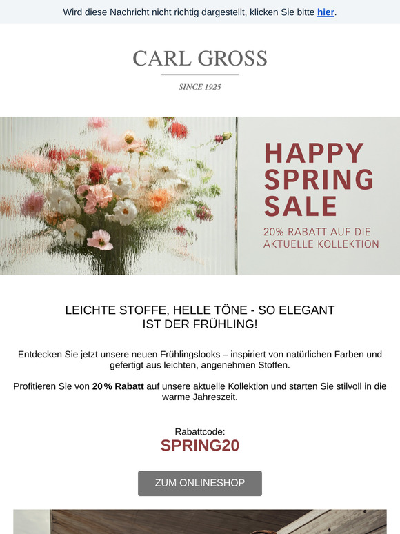 Jetzt -20 % sichern: Stilvoll durch den Frühling