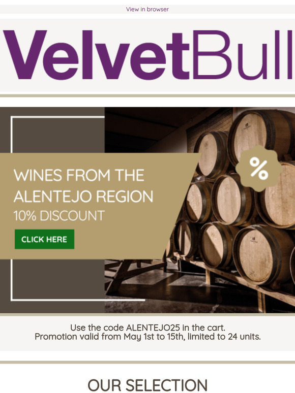 VelvetBull - 10% on Alentejo wines