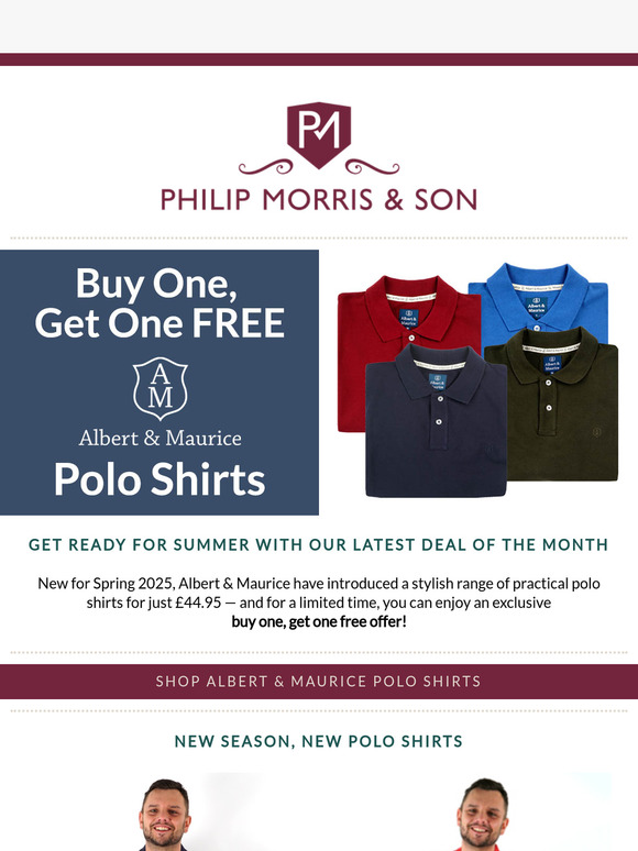 Buy One, Get One FREE on Polo Shirts from Albert & Maurice