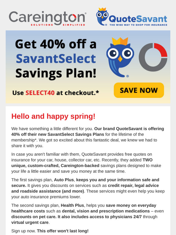 Want 40% off? Open and use SELECT40 to save!