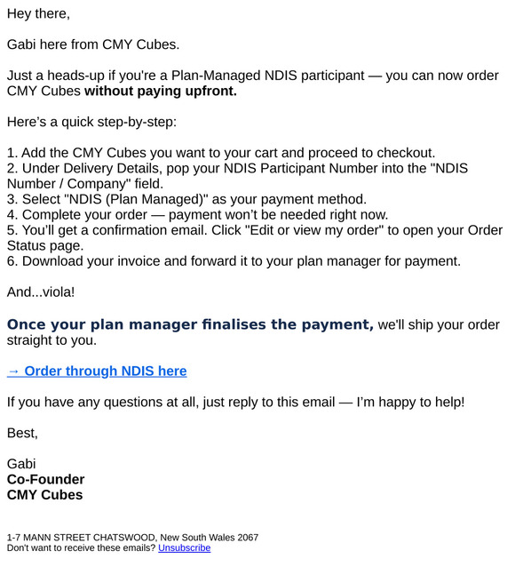 NDIS Update: How to claim CMY Cubes