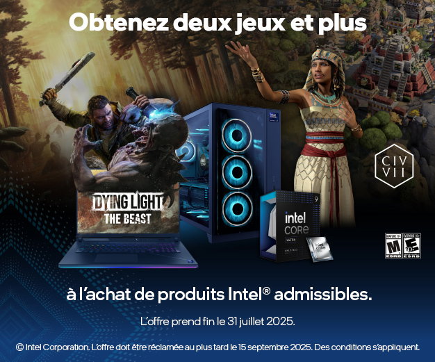 Sid Meier's Civilization VII et Dying Light: The Beast offerts pour l'achat d'un processeur Intel Core éligible, d'un PC ou PC portable équipé !