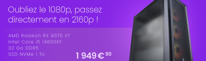 Découvrez le PC gamer Blaster, équipé d'une Radeon RX 9070 XT et d'un processeur Intel Core i5 14600KF
