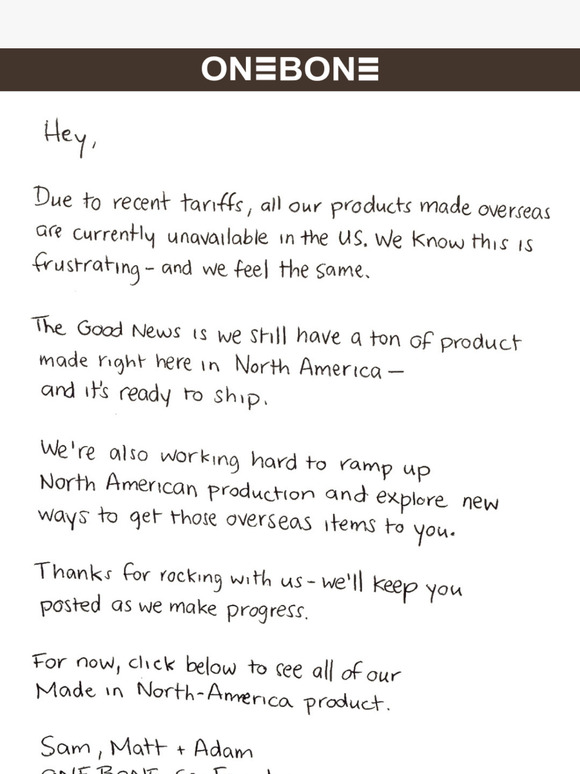 An Update For US Clients Due To Recent Tariffs