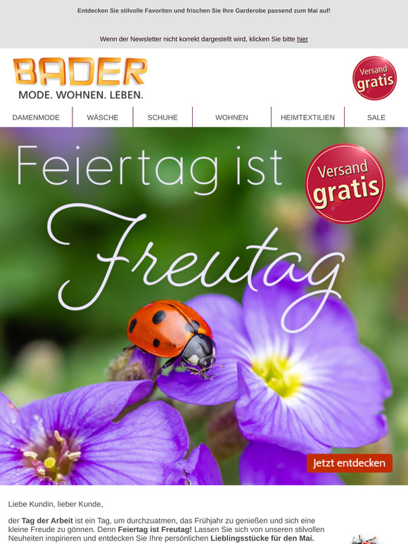 Feiertag ist Freutag – genießen Sie den 1. Mai! 🌸