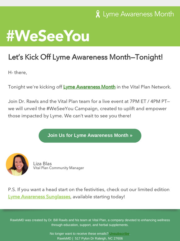 TONIGHT! Lyme Awareness Kick-Off with Dr. Rawls