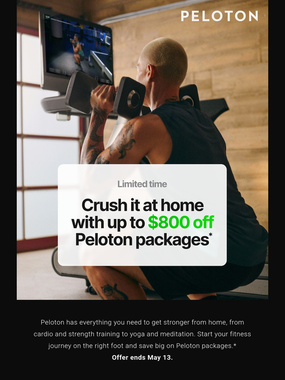 Save up to $800 on Peloton packages