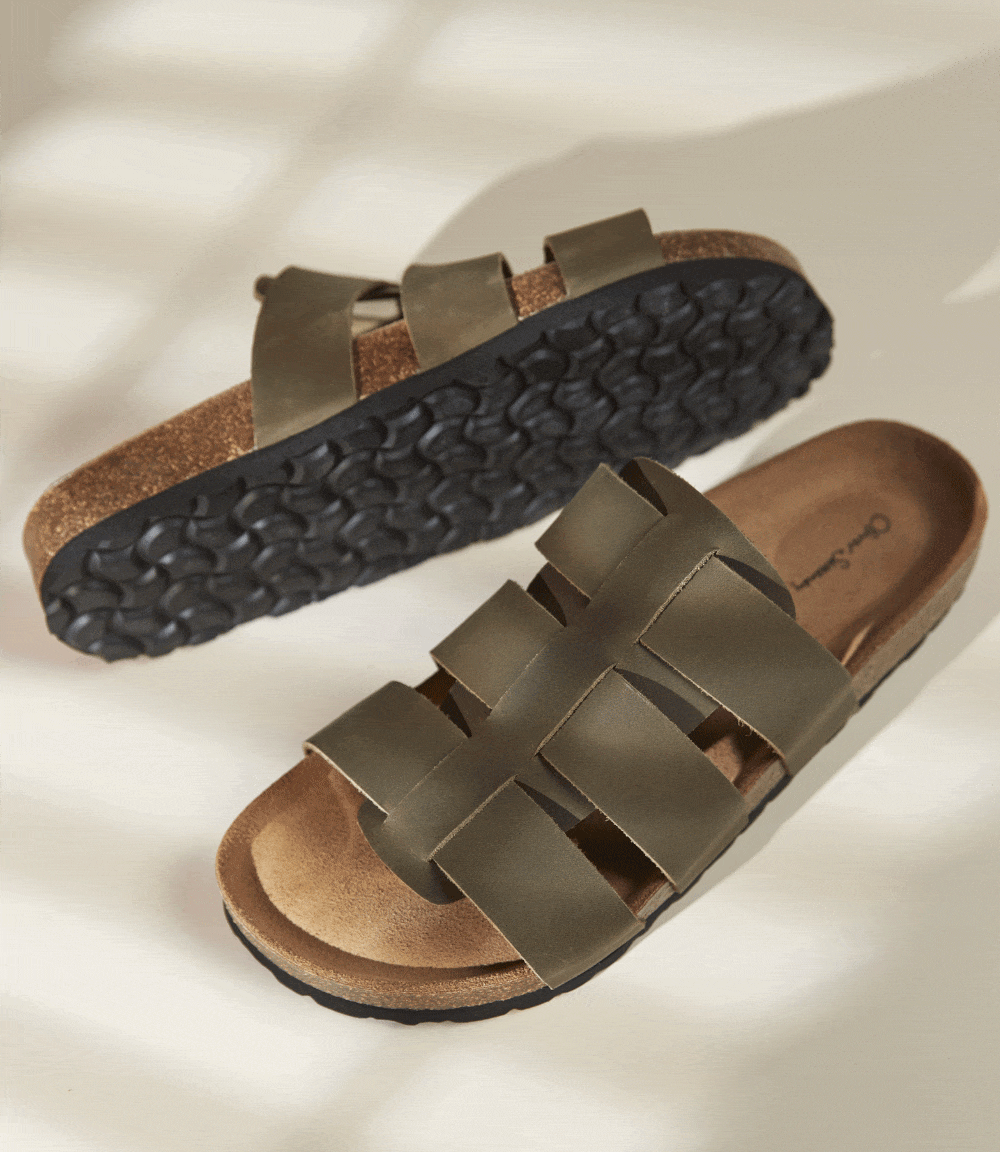 gandia khaki calf leather sandals