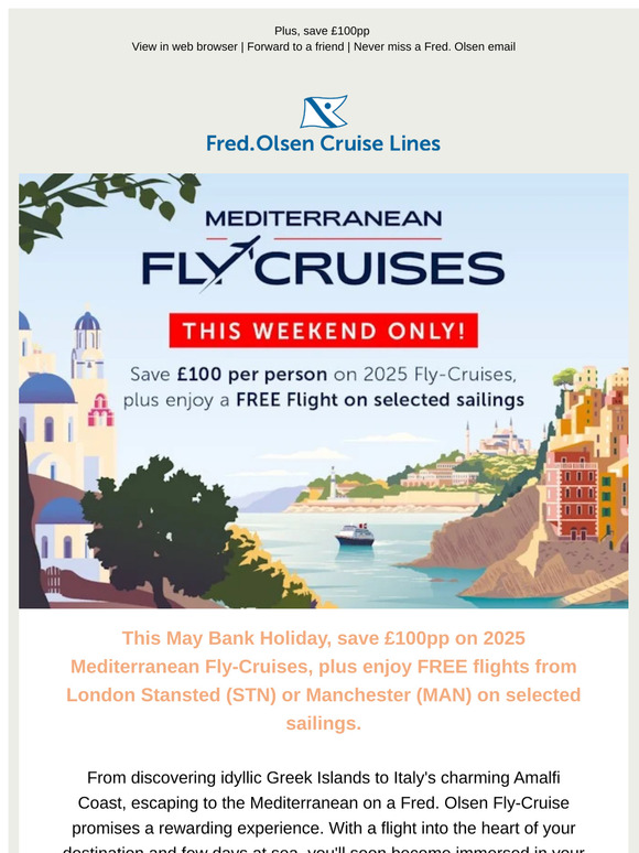 Free Flights on 2025 Fly-Cruises | This Weekend Only