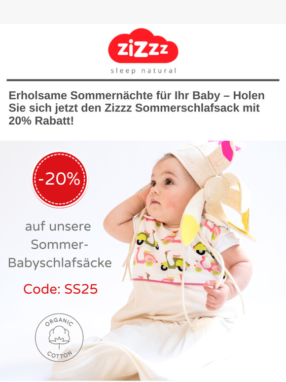 20% Rabatt auf Ihren neuen Baby Sommerschlafsack!