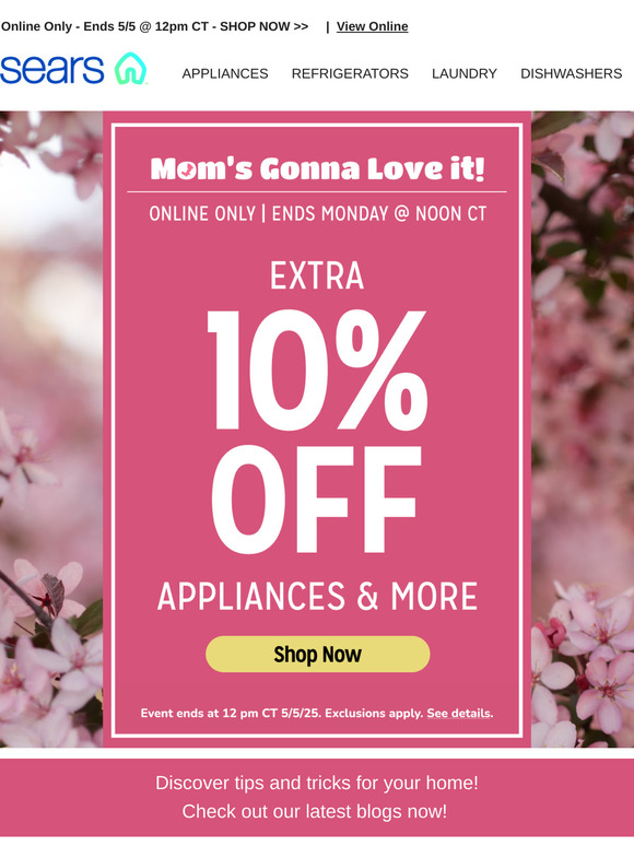 Mom's Gonna Love It! 💖 Save Up To 10% Off Appliances & More Today!