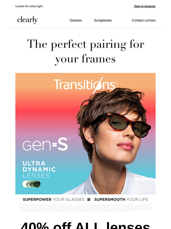40% off all lenses including Transitions®️ GEN S™️