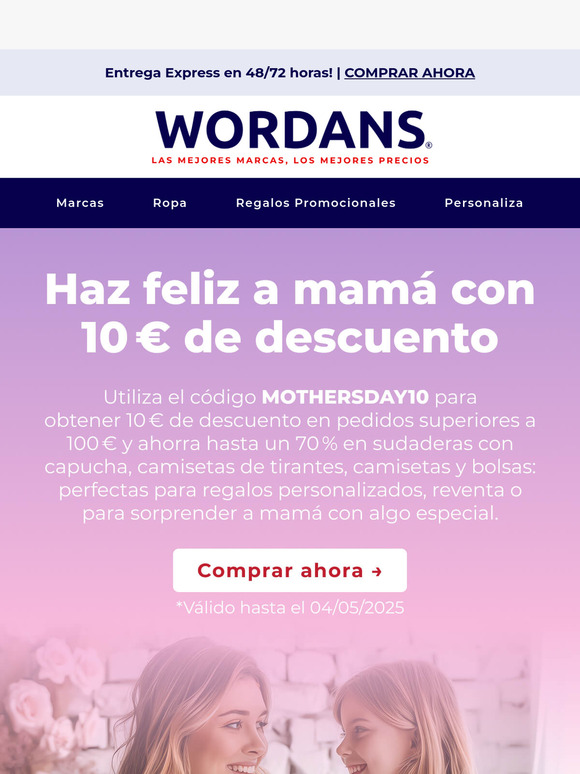 🌷 ¡Mima a mamá con 10 € de descuento y hasta un 70 % de ahorro!