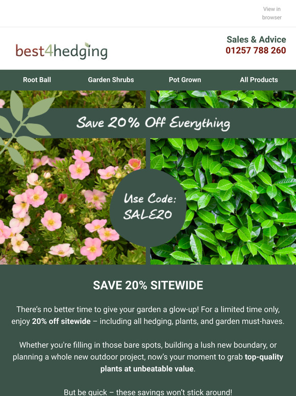 🌱 Treat Your Garden This Payday – 20% Off Everything!