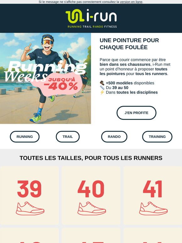 👟 trouve ta taille, ta paire pour ton run