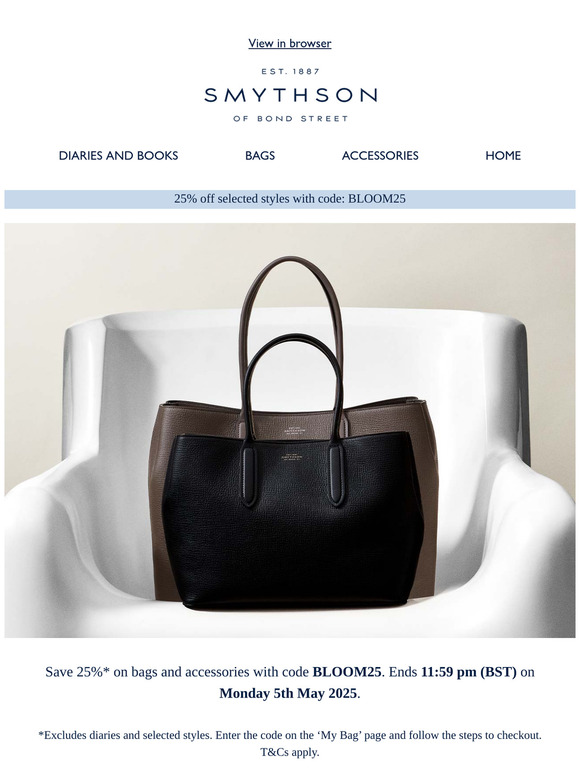 Enjoy 25% off bags and accessories