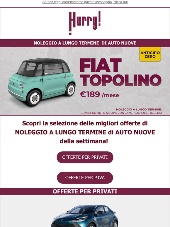 🚘HURRY! Noleggio | Le MIGLIORI OFFERTE della settimana 🚘 Scopri tutte le auto a noleggio a prezzi scontati!