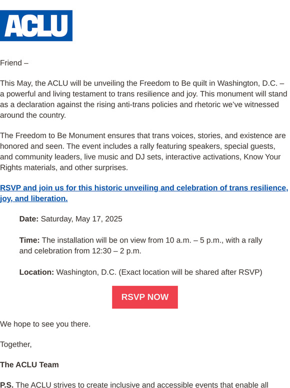 Join us in DC to unveil a monument to trans resilience and joy