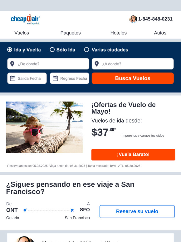 ✈¡Ofertas de Vuelo de Mayo! Vuela desde $37.89