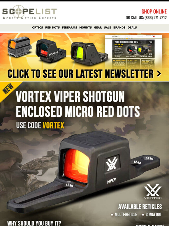 Shop NEW Vortex Viper Shotgun Optics + Best-Selling Red Dots!